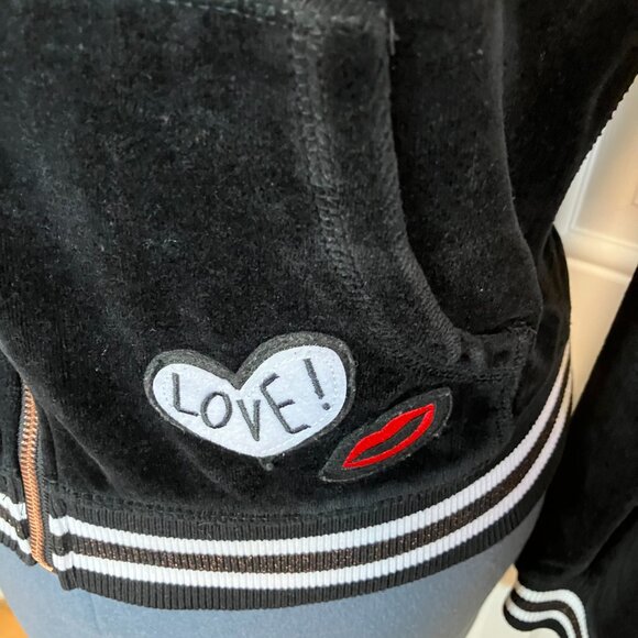 Betsey Johnson Performance Velour "Love" Hoodie Sz M - Picture 3 of 4